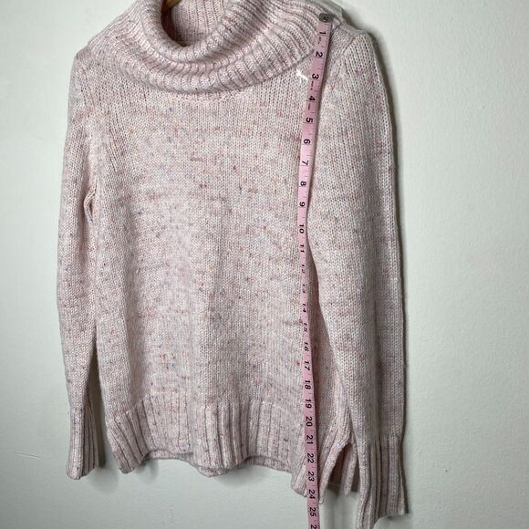 Loft Pink Multi-Color Pastel Shimmery Long Sleeve Boxy Cowel Neck Sweater Medium - Picture 10 of 11